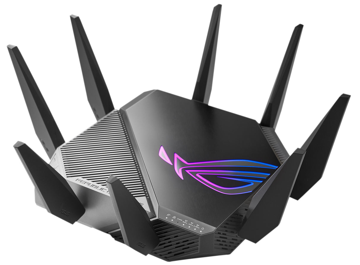 Asus (GT-AXE11000) ROG Rapture AXE11000 Wi-Fi 6E Routeur Wi-Fi 6 tri-bande de jeu, bande 6 GHz, port WAN/LAN 2,5 G, RVB, AiMesh, accélération de jeu