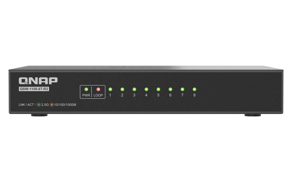 QNAP QSW-1108-8T-R2 network switch Unmanaged 2.5G Ethernet (100/1000/2500) Desktop Black