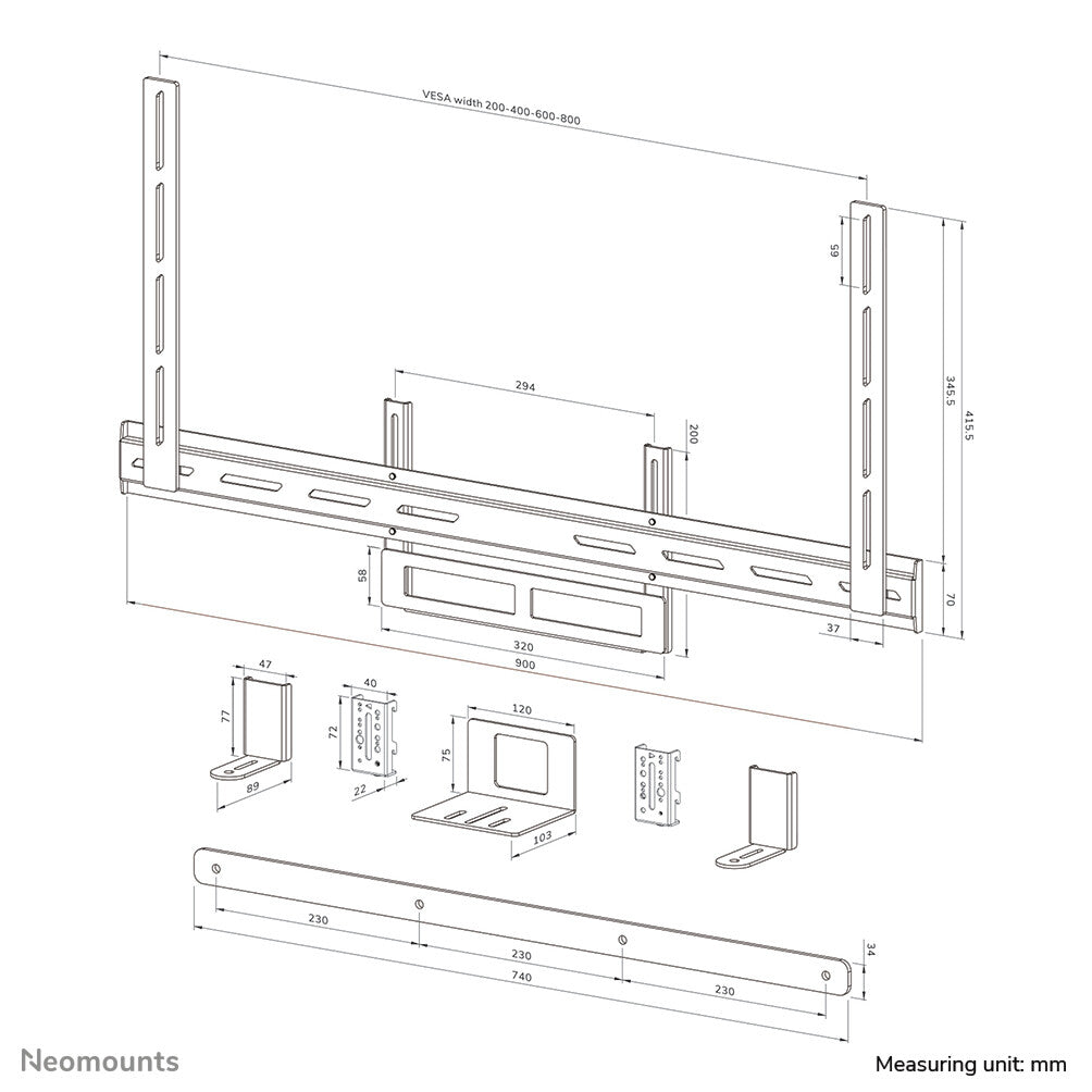 Neomounts AV2-500BL Videobar kit 43-110" - VESA - max 10 kg - universal