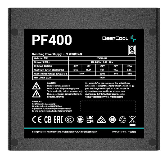DeepCool PF400 power supply unit 400 W 20+4 pin ATX ATX Black