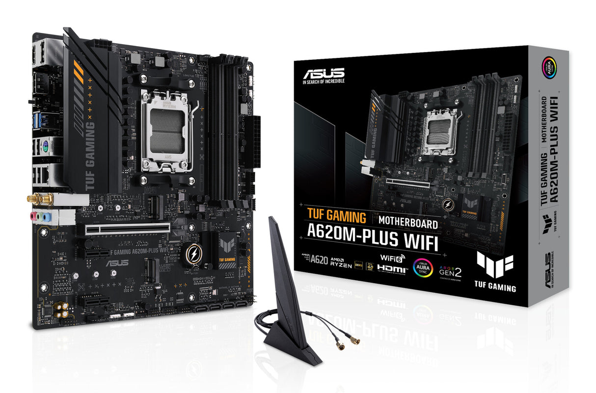 Asus TUF GAMING A620M-PLUS WIFI, AMD A620, AM5, Micro ATX, 4 DDR5, HDMI, 2 DP, Wi-Fi 6, LAN 2,5G, PCIe4, 2x M.2