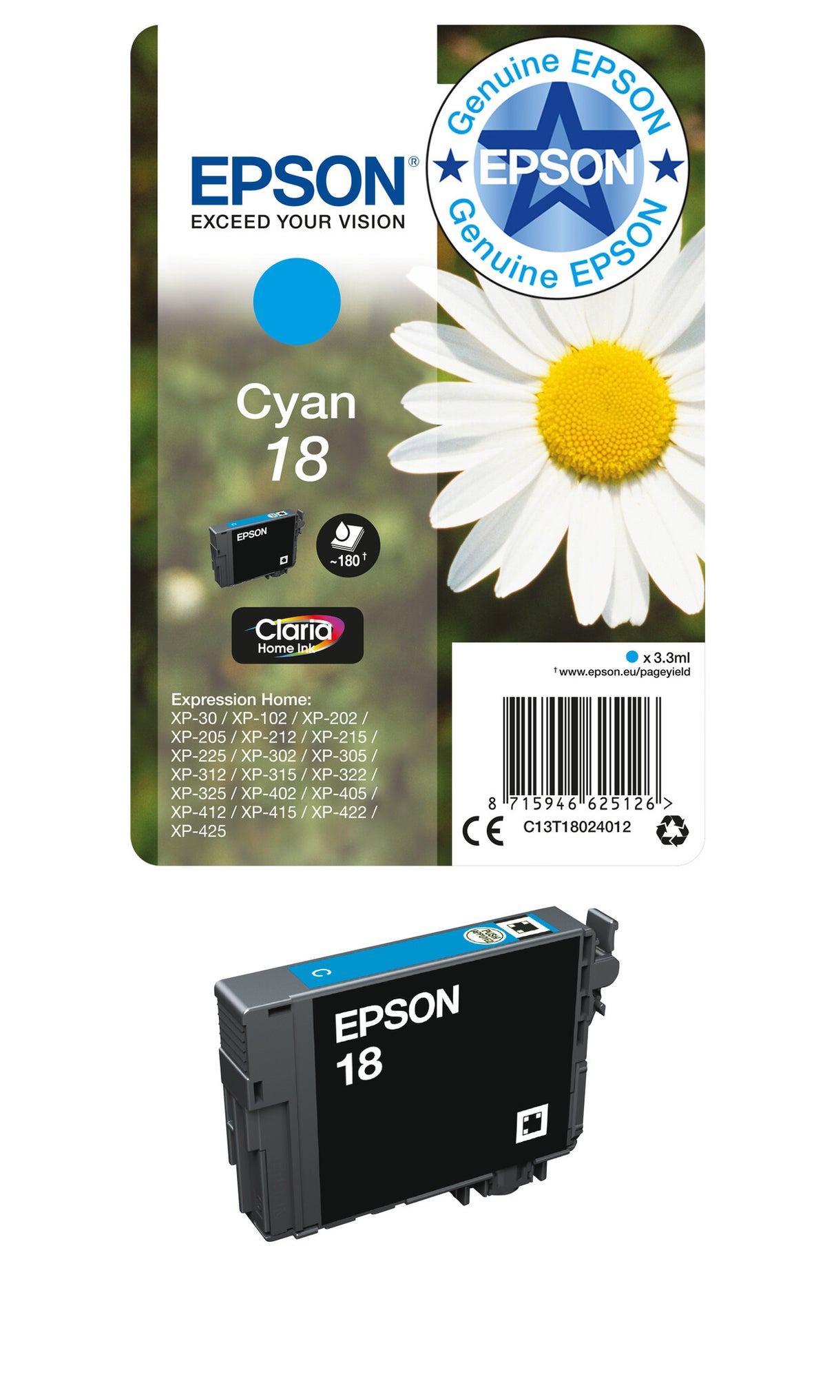Epson Daisy 18XL Claria Home Single Black Ink