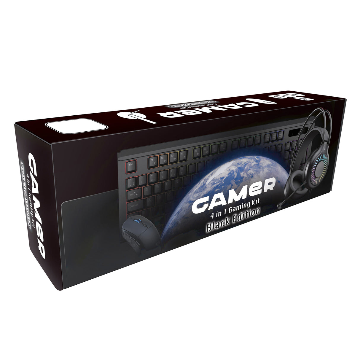VIDA GAMER BLK 4IN1 USB KB MS HS KIT keyboard Mouse included Gaming QWERTY UK English Black