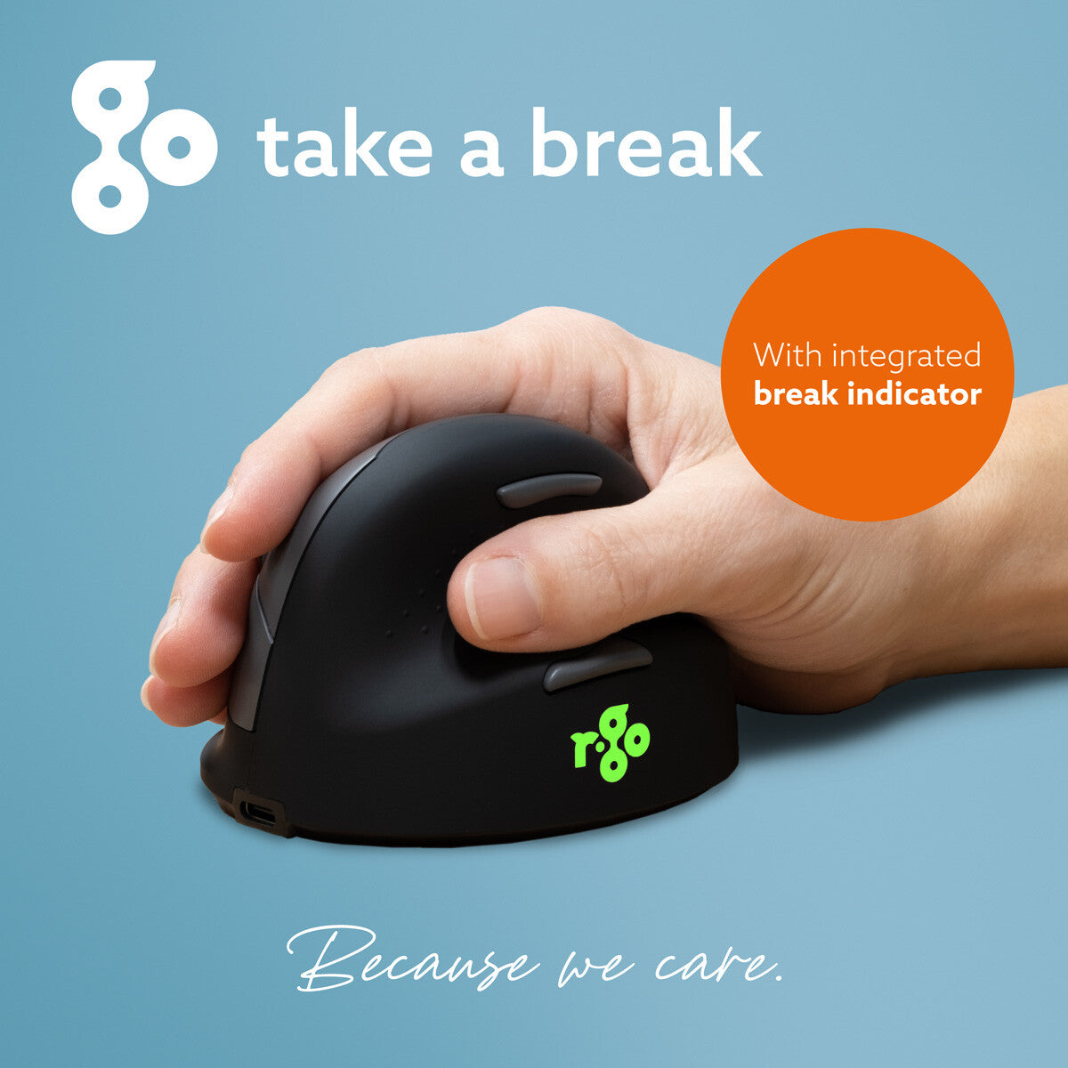 R-Go Tools Ergonomic mouse R-Go HE Break with break software, small (hand size ˂165 mm), right-handed, Wired, black