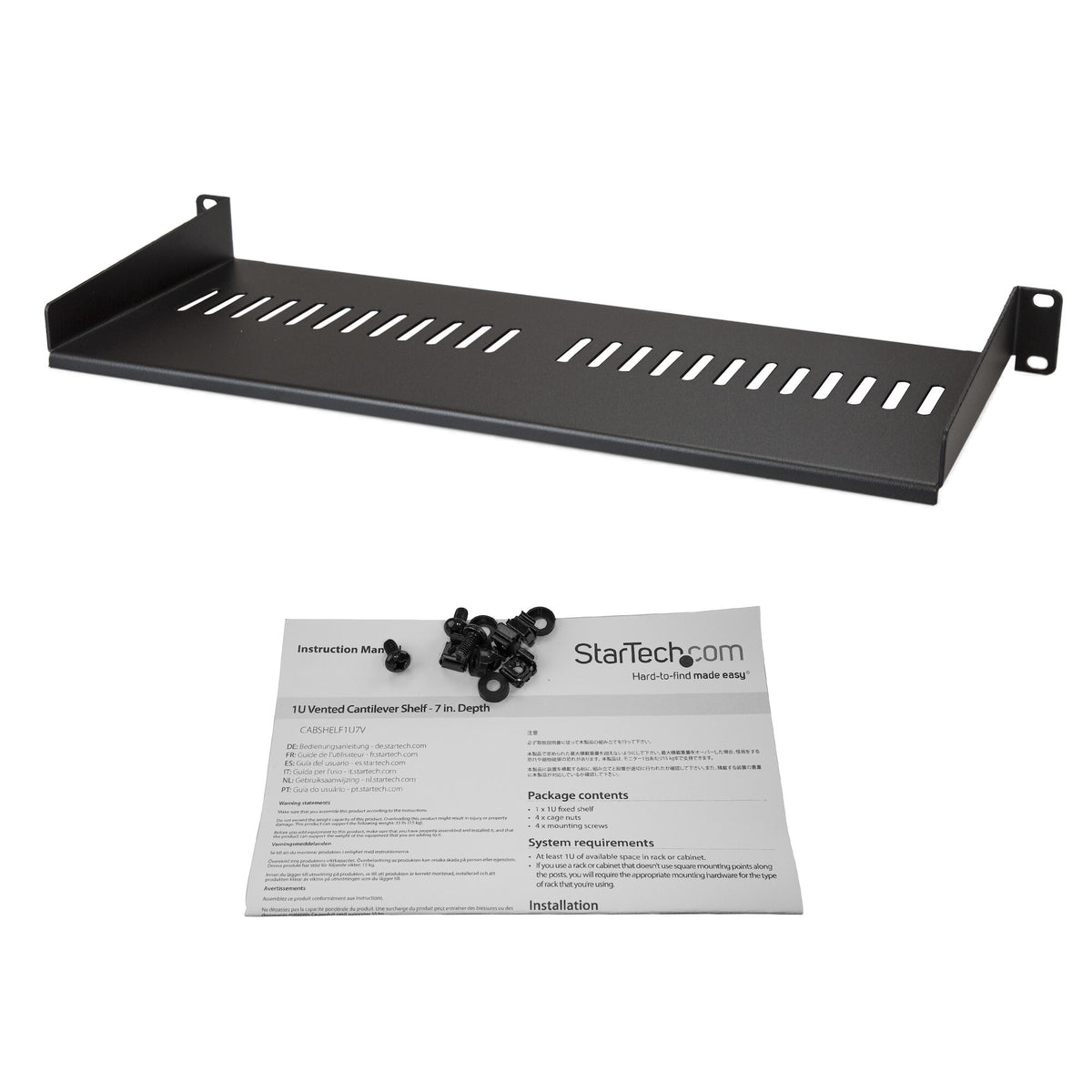 Server Rack For Laptops StarTech.com 1U Server Rack Shelf - Universal Vented Rack Mount Cantil ...