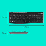 Logitech Wireless Combo MK270 keyboard Mouse included Home RF Wireless QWERTY US International Black, Silver
