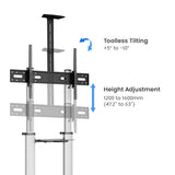 Manhattan Trolley Mound Stand for TV & Monitors, For screens: 37" to 100",VESA compatability:all between 200x200 to 1000x600mm -check the dimensions of the four mounting holes on back of screen to ensure it fits,Max 80kg,Height adjustable 1200 to 1600mm,L
