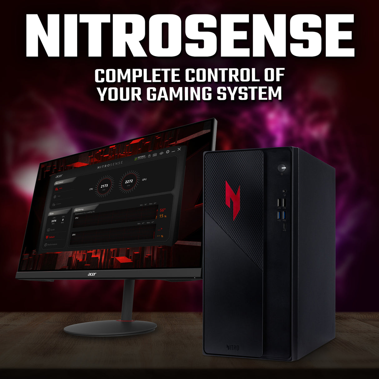Acer NITRO 20 N20-101 Gaming Desktop - Intel Core 5-210H, 16GB, 512GB SSD, Nvidia GeForce RTX 5060, Windows 11, Black