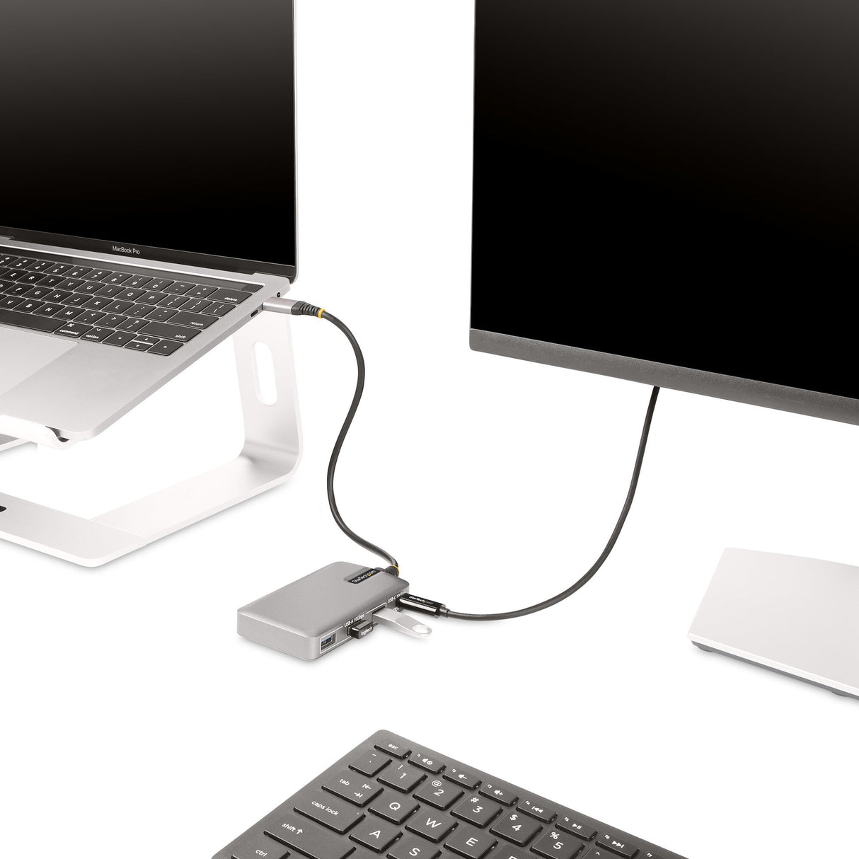StarTech.com 4-Port USB-C Hub with USB-C DP Alt Mode Video Output 4K 60Hz - 3x USB-A, 1x USB Type-C, 100W Power Delivery Pass-Through, USB 3.2 10Gbps, 1ft/30cm Cable, Portable USB Hub