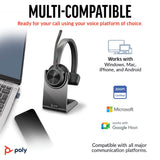 POLY Voyager 4310 UC Monaural Headset +BT700 USB-A Adapter +Charging Stand