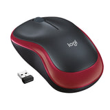 Logitech M185 Ratón Inalámbrico para Portátil, Nano Receptor USB, Negro/Rojo