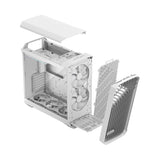 Fractal Design Torrent (White RGB TG) Estuche para juegos con ventana de vidrio transparente, E-ATX, 5 ventiladores ARGB, concentrador de ventilador, tira RGB en cubierta de fuente de alimentación, rejilla frontal, USB-C