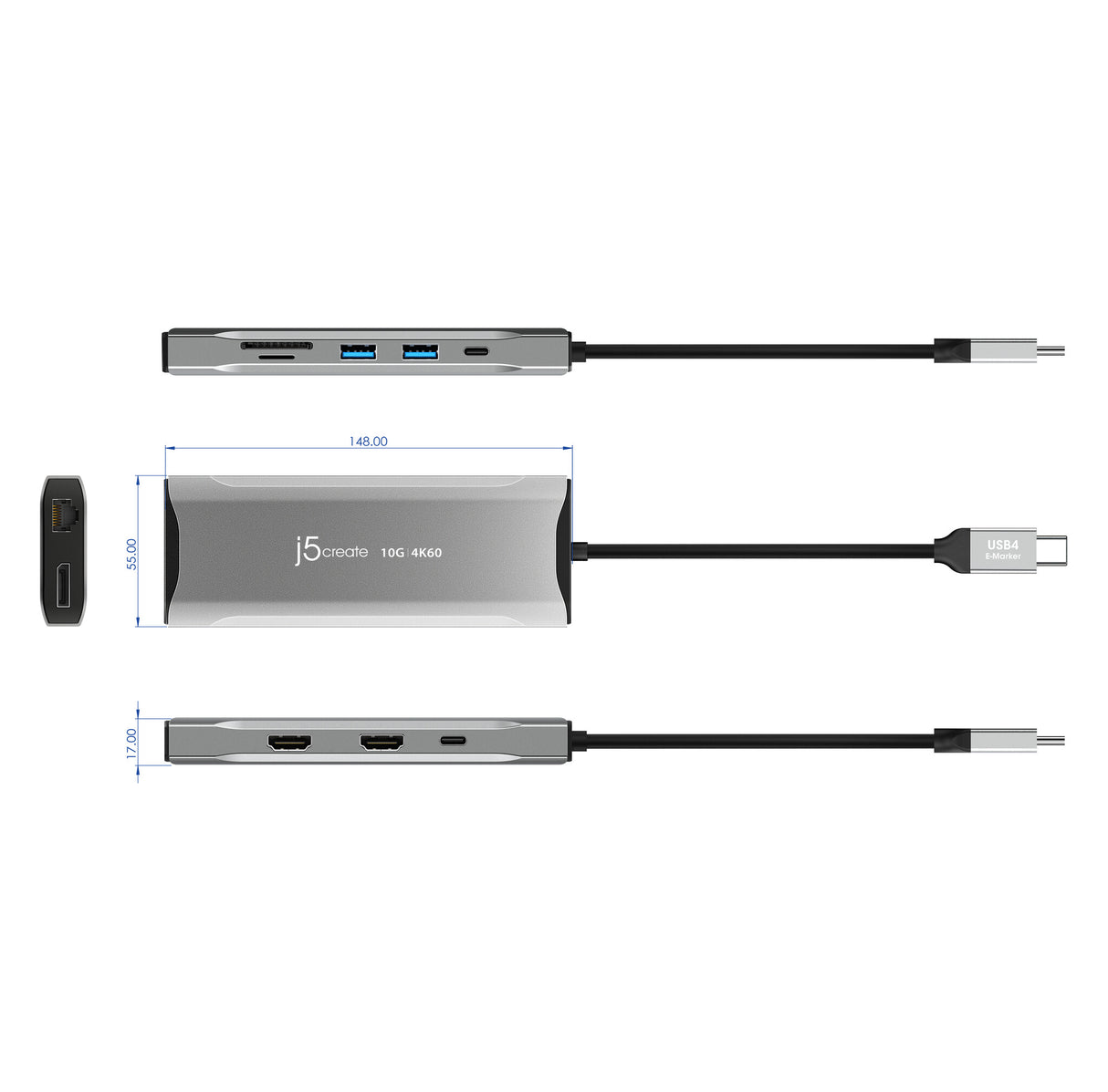 j5create JCD397-N 4K60 Elite USB-C® Multi-Monitor Mini Dock