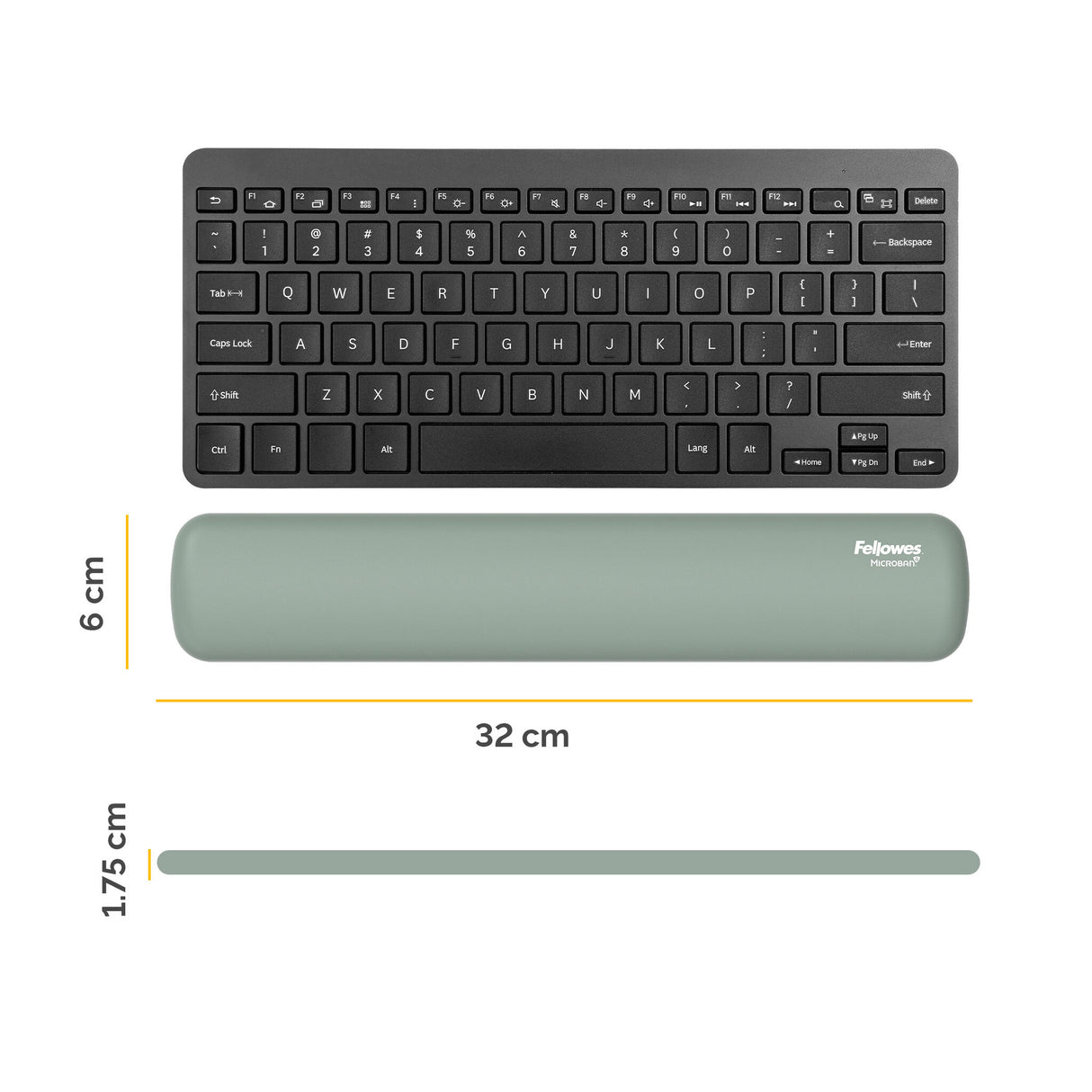 Fellowes Keyboard Wrist Rest Breyta Compact Keyboard Wrist Support with Antibacterial Protection Ergonomic Wrist Support Sage