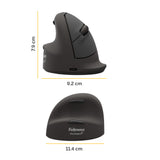 Fellowes Vertical Wireless Mouse Breyta Plus+ Ergonomic Left Handed Vertical Mouse with Antibacterial Protection Large