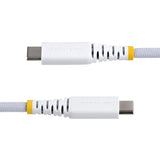 StarTech.com 30cm (1ft) White USB-C Charging Cable, 60W (3A) PD, Dual-Layer Braided Nylon/TPE Jacket, Rugged USB C Charging Cord, USB 2.0 Laptop Charger Cable