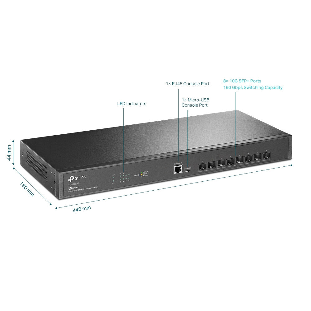 TP-Link JetStream 8-Port 10GE SFP+ L2+ Managed Switch