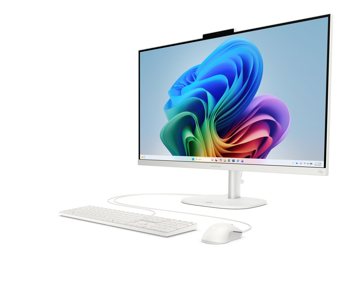 HP OmniStudio Next Gen AI 27-cw0004na PC Copilot+ PC AMD Ryzen™ AI 7 445 68.6 cm (27") 1920 x 1080 pixels All-in-One PC 16 GB DDR5-SDRAM 1 TB SSD Windows 11 Home Wi-Fi 7 (802.11be) White