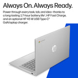 HP 14A-NM0001NAX MTK 540 8GB 128GB CHR MediaTek Chromebook 35.6 cm (14") HD LPDDR5-SDRAM Wi-Fi 6 (802.11ax) ChromeOS Silver