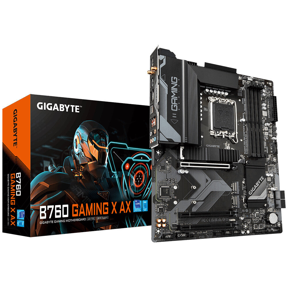 GIGABYTE B760 GAMING X AX Motherboard - Supports Intel Core 14th Gen CPUs, 8+1+1 Phases Digital VRM, up to 7600MHz DDR5 (OC), 3xPCIe 4.0 M.2, Wi-Fi 6E, 2.5GbE LAN, USB 3.2 Gen 2