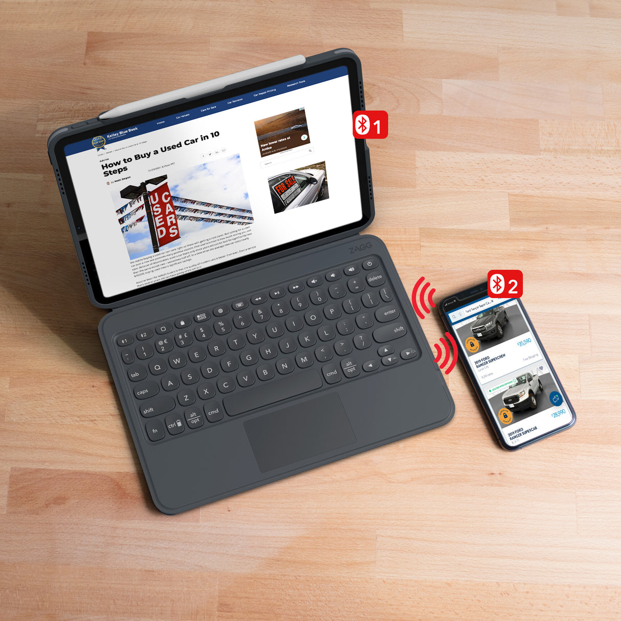 ZAGG Keyboard Pro Keys with Trackpad-Apple-iPad 10.2-Black/Gray-UK