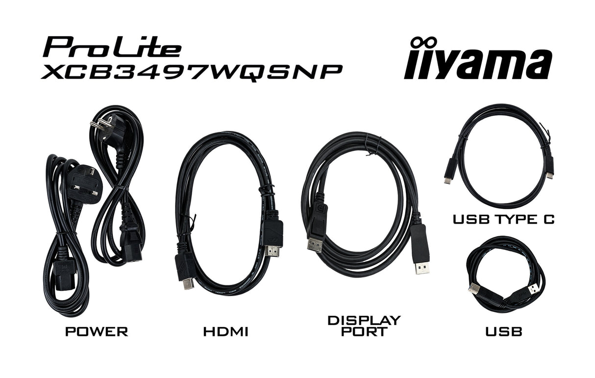 iiyama ProLite 34’’ UWQHD curved monitor with USB-C dock, LAN, KVM switch and 15cm height adjustable stand