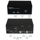 StarTech.com 2 Port Dual DisplayPort USB KVM Switch with Audio & USB 2.0 Hub