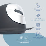 R-Go Tools Ergonomic mouse R-Go HE Break with break software, large (hand size ≥ 185 mm), right-handed, Wired, black