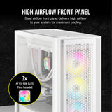 Corsair iCUE 5000D RGB AIRFLOW Gaming Case con ventana de cristal, E-ATX, 3 ventiladores AF120 RGB, frontal de alto flujo de aire, USB-C, controlador RGB, blanco