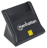 Manhattan USB-A Smart/SIM Card Reader, 480 Mbps (USB 2.0), Desktop Standing, Friction Type compatible, Hi-Speed USB, Cable 86cm, Black, Three Year Warranty
