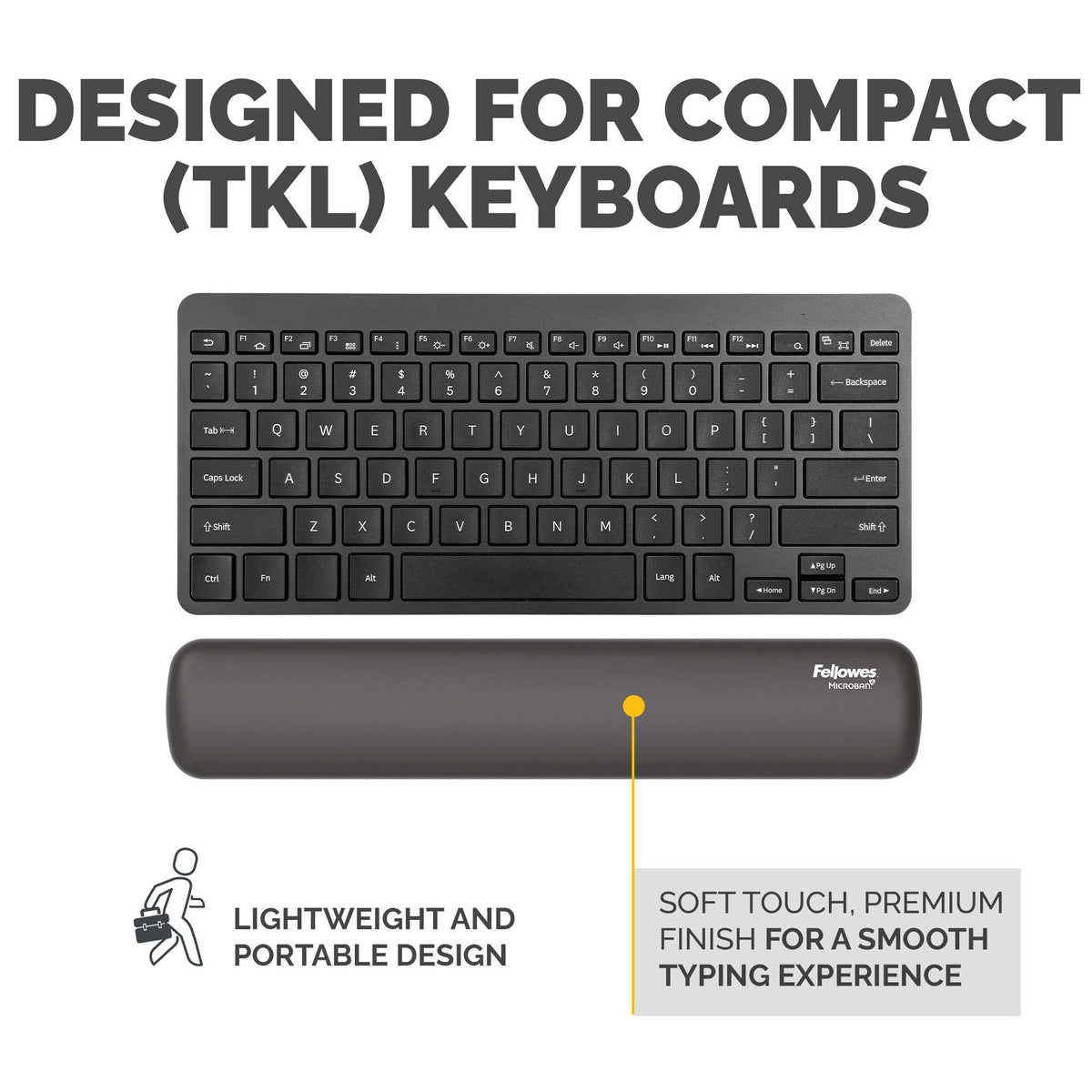 Fellowes Keyboard Wrist Rest Breyta Compact Keyboard Wrist Support with Antibacterial Protection Ergonomic Wrist Support Black