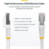 StarTech.com 5m White CAT8 Ethernet Cable, Snagless RJ45, 25G/40G, 2000MHz, 100W PoE++, S/FTP, 26AWG Pure Bare Copper Wire, LSZH, Shielded Network Patch Cord w/Strain Reliefs, Individually Tested