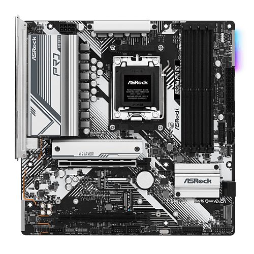 Asrock B650M PRO RS, AMD B650, AM5, Micro ATX, 4 DDR5, HDMI, DP, LAN 2,5G, PCIe4, RVB, 3x M.2