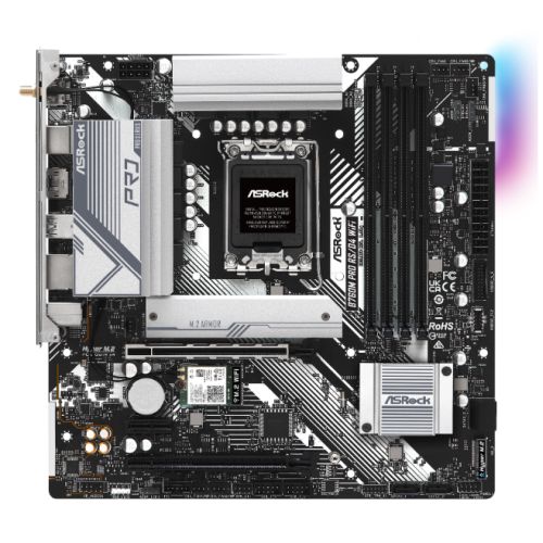 Asrock B760M PRO RS/D4 WIFI, Intel B760, 1700, Micro ATX, 4 DDR4, HDMI, DP, Wi-Fi 6E, LAN 2,5G, PCIe4, 2x M.2, RVB