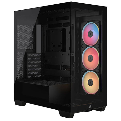 Corsair 3500X LX-R ARGB Gaming Case w/ Glass Side & Front, E-ATX, 3x Reverse ARGB Fans, iCUE LINK Hub, USB-C, Asus BTF Compatible, Black