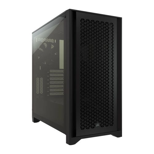 Corsair 4000D Airflow Gaming Case avec fenêtre en verre trempé, E-ATX, 2 x ventilateurs AirGuide, panneau avant à haut débit d'air, USB-C, noir