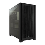 Corsair 4000D Airflow Gaming Case con ventana de vidrio templado, E-ATX, 2 ventiladores AirGuide, panel frontal de alto flujo de aire, USB-C, negro