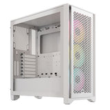 Corsair iCUE 4000D RGB AIRFLOW Gaming Case con ventana de cristal, E-ATX, 3 ventiladores AF120 RGB, frontal de alto flujo de aire, USB-C, controlador RGB, blanco