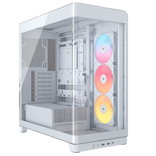 Corsair FRAME 4500X RS-R ARGB Gaming Case w/ Glass Side & Front, E-ATX, 3x RS120-R ARGB Fans, InfiniRail Fan Mounting, USB-C, Asus BTF Compatible, White