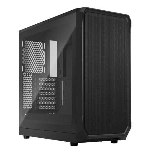 Fractal Design Focus 2 (Black TG) Gaming Case w/ Clear Glass Window, ATX, 2 Fans, Mesh Front, Innovative Shroud System