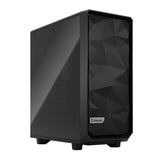 Fractal Design Meshify 2 Compact (Noir TG) Boîtier de jeu avec fenêtre en verre teinté foncé, ATX, façade en maille angulaire, 3 ventilateurs, filtre avant amovible, USB-C