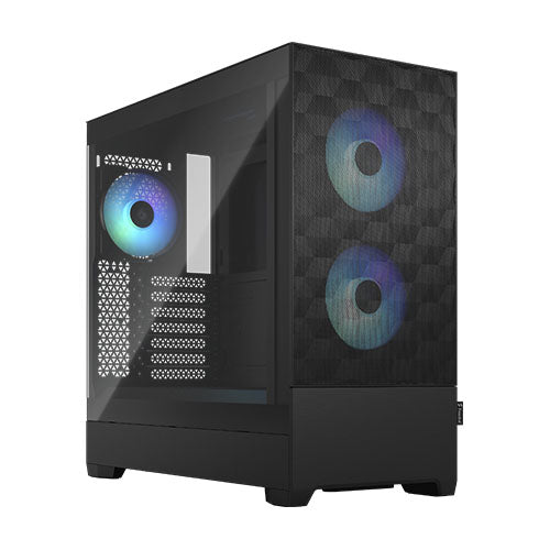 Fractal Design Pop Air RGB (Noir TG) Boîtier de jeu avec fenêtre en verre transparent, ATX, façade en maille hexagonale, 3 ventilateurs RVB et contrôleur ARGB