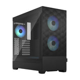 Fractal Design Pop Air RGB (Black TG) Estuche para juegos con ventana de vidrio transparente, ATX, frente de malla hexagonal, 3 ventiladores RGB y controlador ARGB