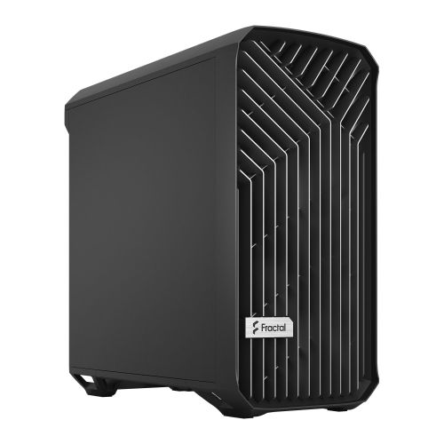 Fractal Design Torrent Boîtier de jeu compact (noir uni), E-ATX, 2 ventilateurs, hub de ventilateur, grille avant, USB-C