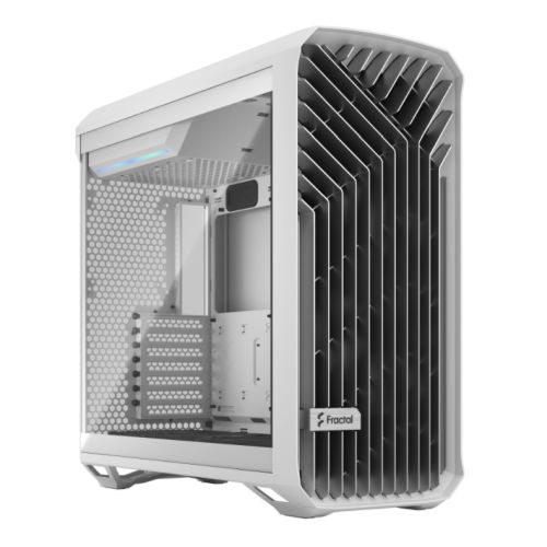 Fractal Design Torrent (White Clear TG) Gaming Case w/ Clear Glass Windows, E-ATX, 5 Fans, Fan Hub, RGB Strip on PSU Shroud, Front Grille, USB-C