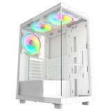 Vida Vetro White ARGB Gaming Case w/ Glass Front & Side, ATX, 3x ARGB PWM Fans, 6-Port ARGB Fan Hub & Remote Control