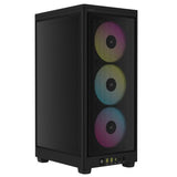 Corsair iCUE 2000D RGB Airflow Mini ITX Boîtier de jeu, panneaux en maille, 3 ventilateurs RVB, prise en charge GPU triple emplacement, USB-C, contrôleur RVB, nécessite un bloc d'alimentation SFX/SFX-L, noir