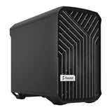 Fractal Design Caja Torrent Nano (negro sólido), Mini ITX, 1 ventilador, fuente de alimentación ATX y soporte para GPU de 335 mm, refrigeración por agua de 280 mm, rejilla frontal, USB-C