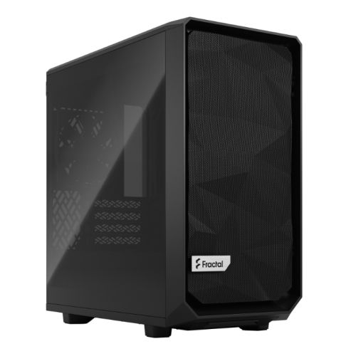 Fractal Design Meshify 2 Mini (Noir TG) Boîtier de jeu avec fenêtre en verre foncé, Micro ATX, maille angulaire, USB-C, GPU 331 mm et support de radiateur 280 mm