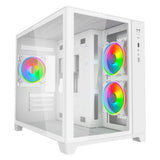 Vida Akira V2 White ARGB Gaming Case w/ Glass Front & Side, Micro ATX, 3x ARGB PWM Fans, 6-Port ARGB Fan Hub & Remote Control